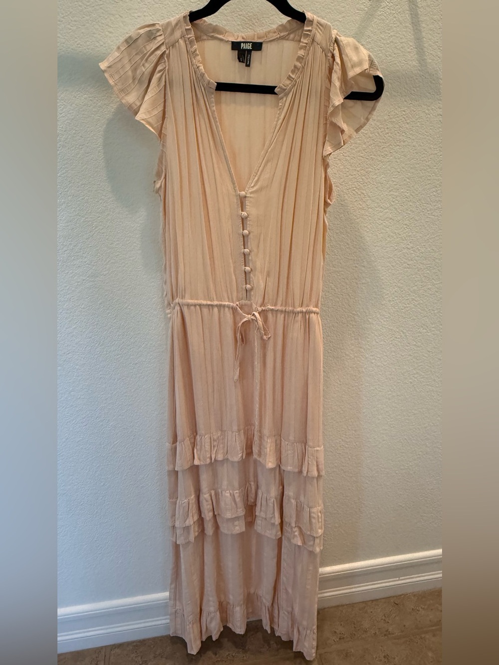 Paige Illyria Blush Pink Ruffle Midi Dress - Picture 2 of 3